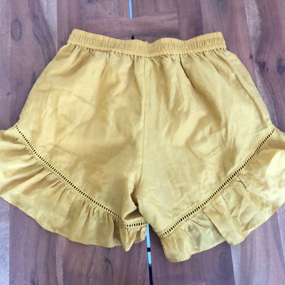 New Scotch and Soda silk blend ruffle shorts drawstring yellow gold small - Picture 6 of 6